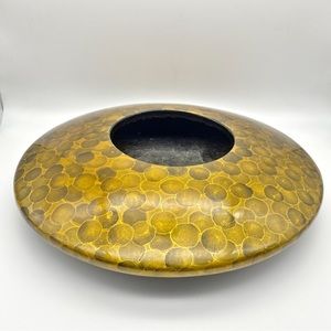 15.25” National Geographic Home Collection Round Circular Vase Decor Black Gold